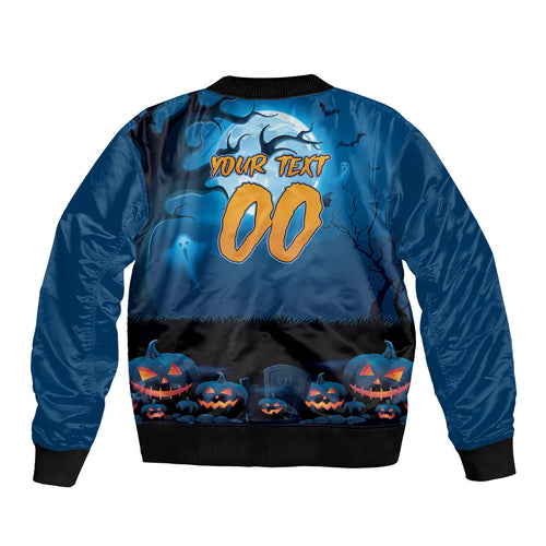 Custom Halloween Cronulla-Sutherland Sharks Sleeve Zip Bomber Jacket Spooky Australia Mascot Rugby