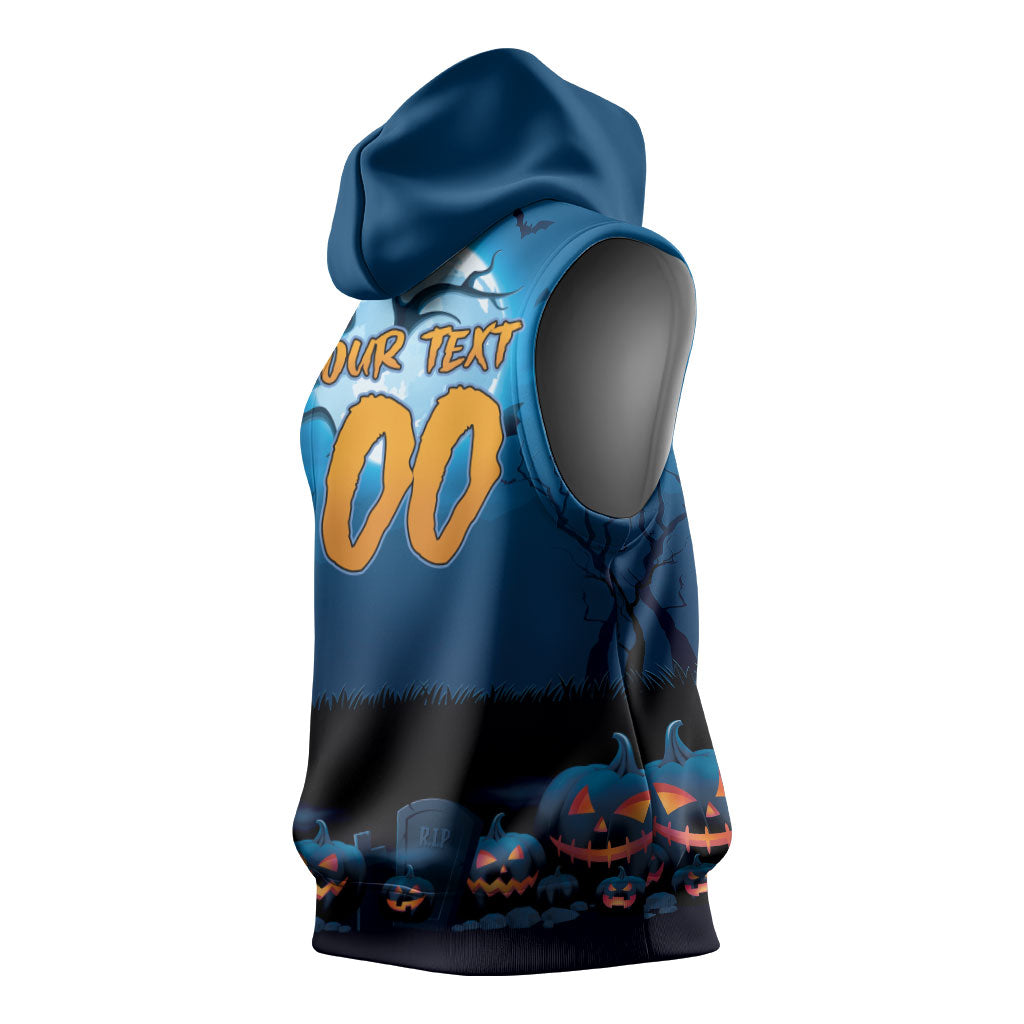 Custom Halloween Cronulla-Sutherland Sharks Sleeveless Hoodie Spooky Australia Mascot Rugby