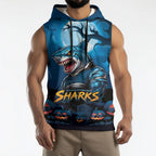 Custom Halloween Cronulla-Sutherland Sharks Sleeveless Hoodie Spooky Australia Mascot Rugby