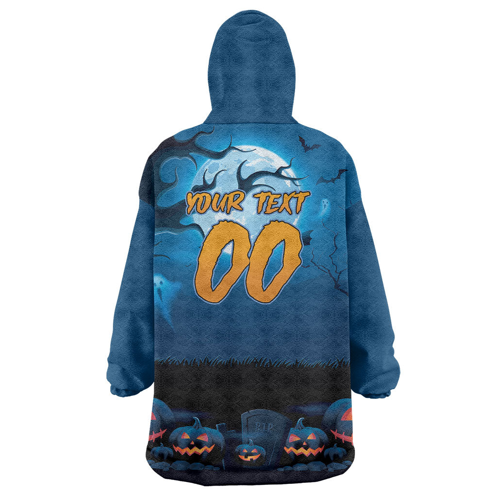 Custom Halloween Cronulla-Sutherland Sharks Wearable Blanket Hoodie Spooky Australia Mascot Rugby