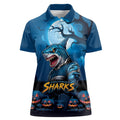 Custom Halloween Cronulla-Sutherland Sharks Women Polo Shirt Spooky Australia Mascot Rugby