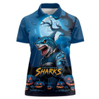 Custom Halloween Cronulla-Sutherland Sharks Women Polo Shirt Spooky Australia Mascot Rugby
