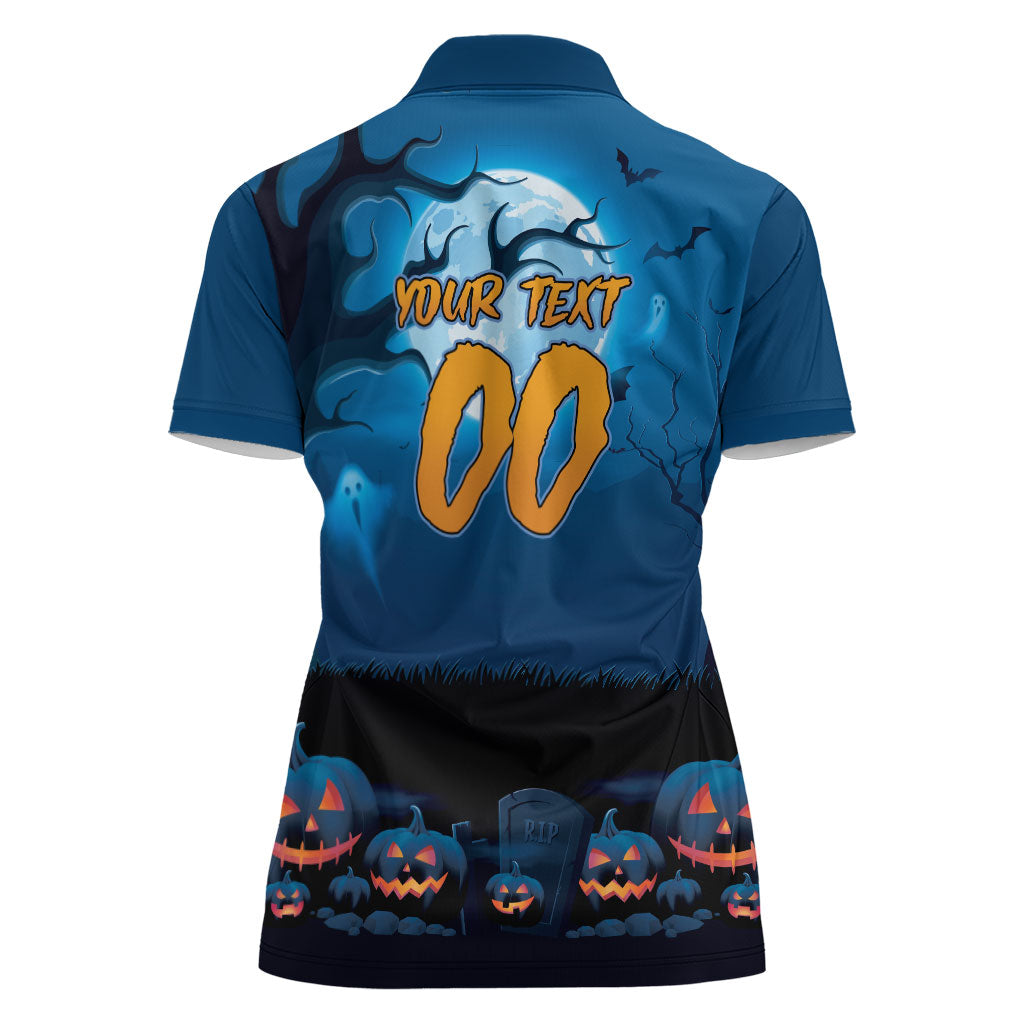 Custom Halloween Cronulla-Sutherland Sharks Women Polo Shirt Spooky Australia Mascot Rugby