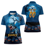 Custom Halloween Cronulla-Sutherland Sharks Women Polo Shirt Spooky Australia Mascot Rugby