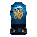 Custom Halloween Cronulla-Sutherland Sharks Women Sleeveless Polo Shirt Spooky Australia Mascot Rugby
