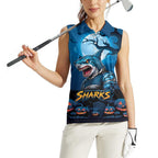 Custom Halloween Cronulla-Sutherland Sharks Women Sleeveless Polo Shirt Spooky Australia Mascot Rugby