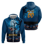 Custom Halloween Cronulla-Sutherland Sharks Zip Hoodie Spooky Australia Mascot Rugby