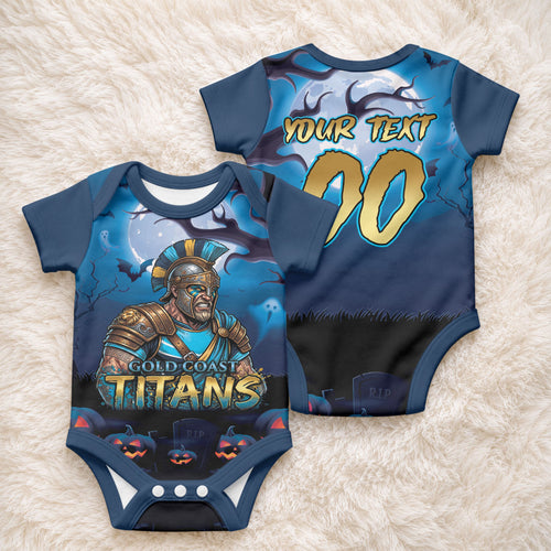 Custom Halloween Gold Coast Titans Baby Onesie Spooky Australia Mascot Rugby