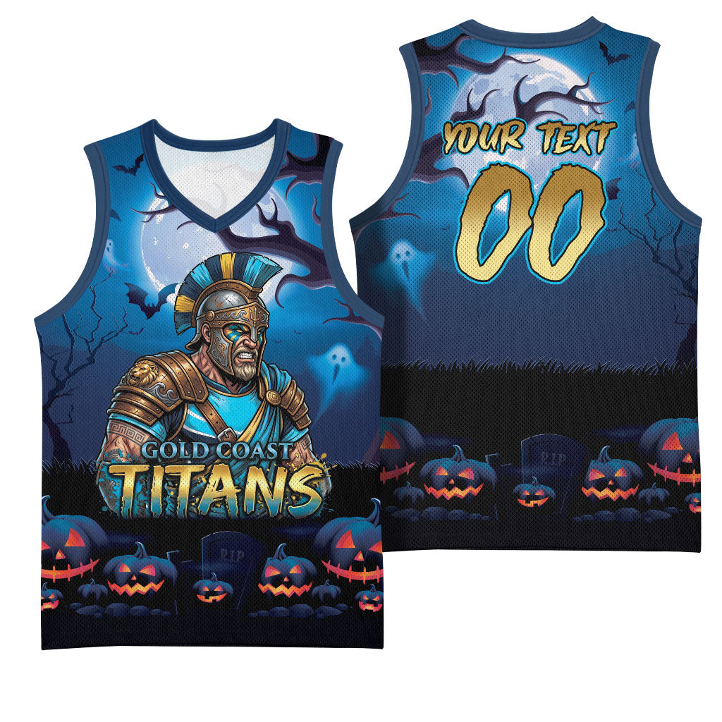 Custom Halloween Gold Coast Titans Basketball Jersey Spooky Australia Mascot Rugby
