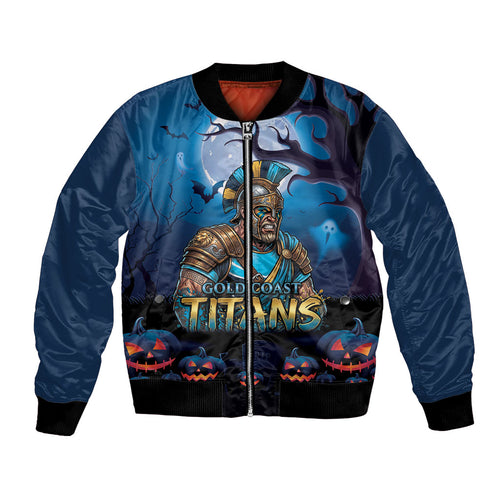 Custom Halloween Gold Coast Titans Bomber Jacket Spooky Australia Mascot Rugby