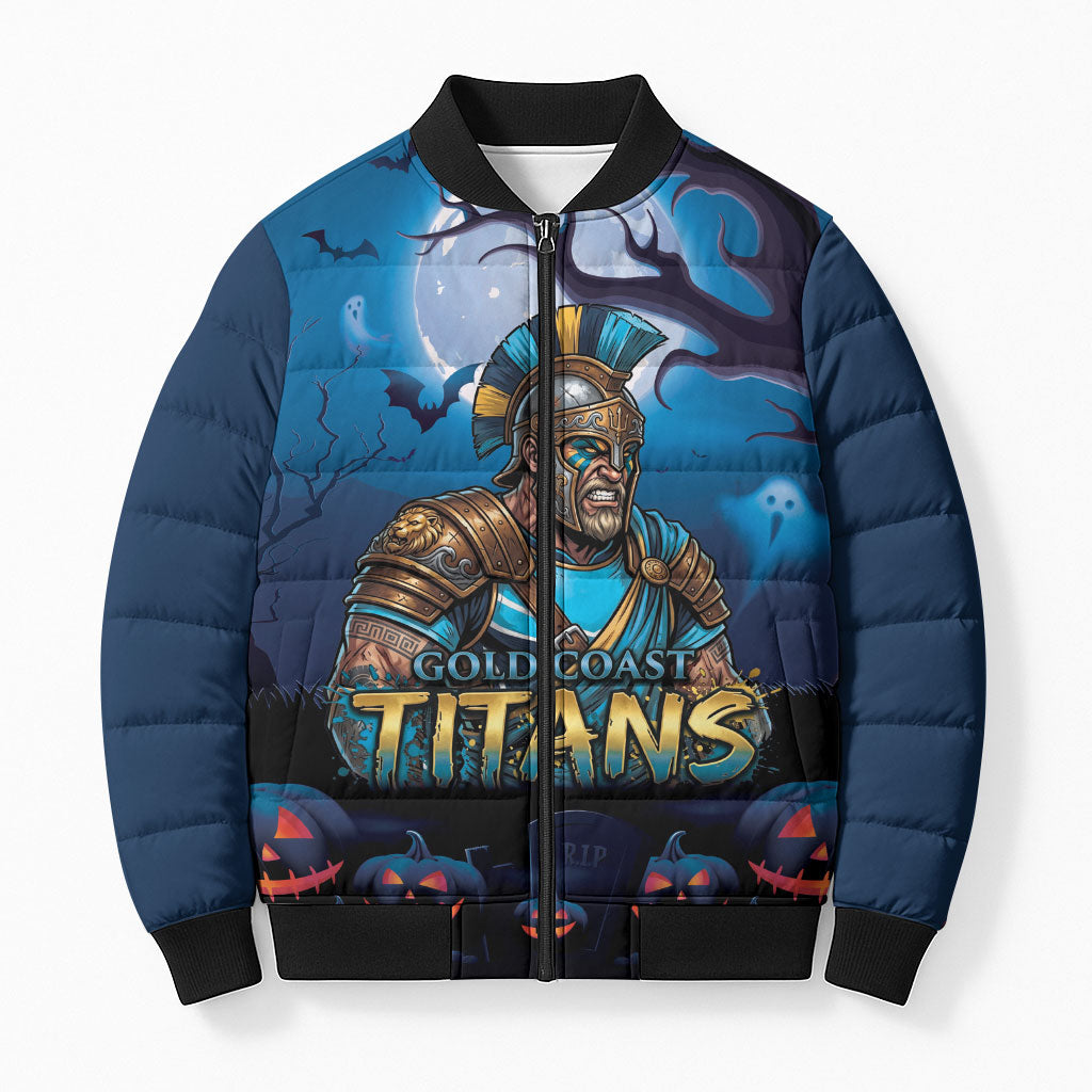 Custom Halloween Gold Coast Titans Bomber Puffer Jacket Spooky Australia Mascot Rugby