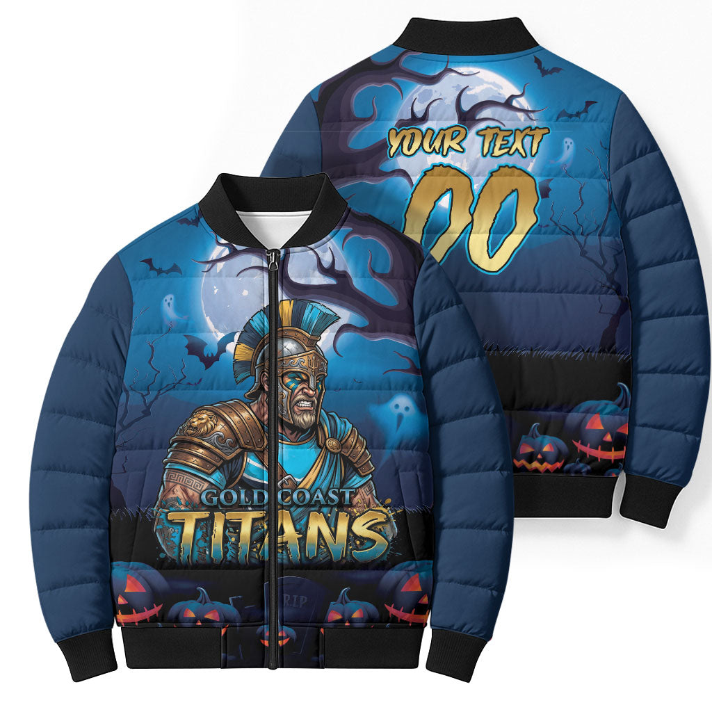 Custom Halloween Gold Coast Titans Bomber Puffer Jacket Spooky Australia Mascot Rugby