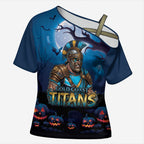 Custom Halloween Gold Coast Titans Cross Shoulder Shirt Spooky Australia Mascot Rugby