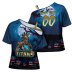 Custom Halloween Gold Coast Titans Cross Shoulder Shirt Spooky Australia Mascot Rugby