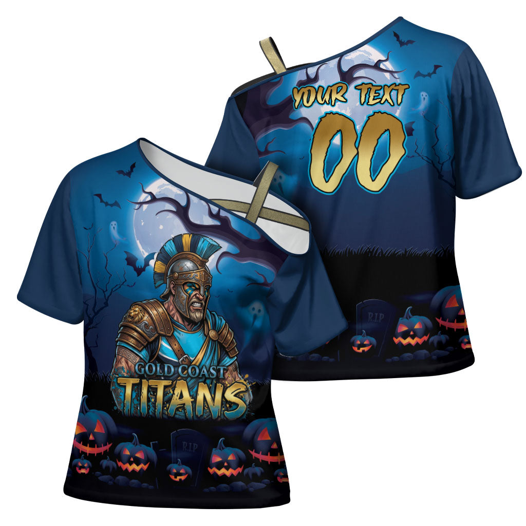 Custom Halloween Gold Coast Titans Cross Shoulder Shirt Spooky Australia Mascot Rugby