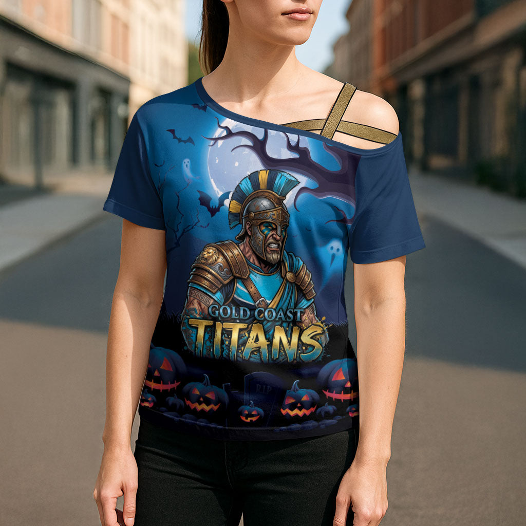 Custom Halloween Gold Coast Titans Cross Shoulder Shirt Spooky Australia Mascot Rugby