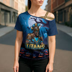 Custom Halloween Gold Coast Titans Cross Shoulder Shirt Spooky Australia Mascot Rugby