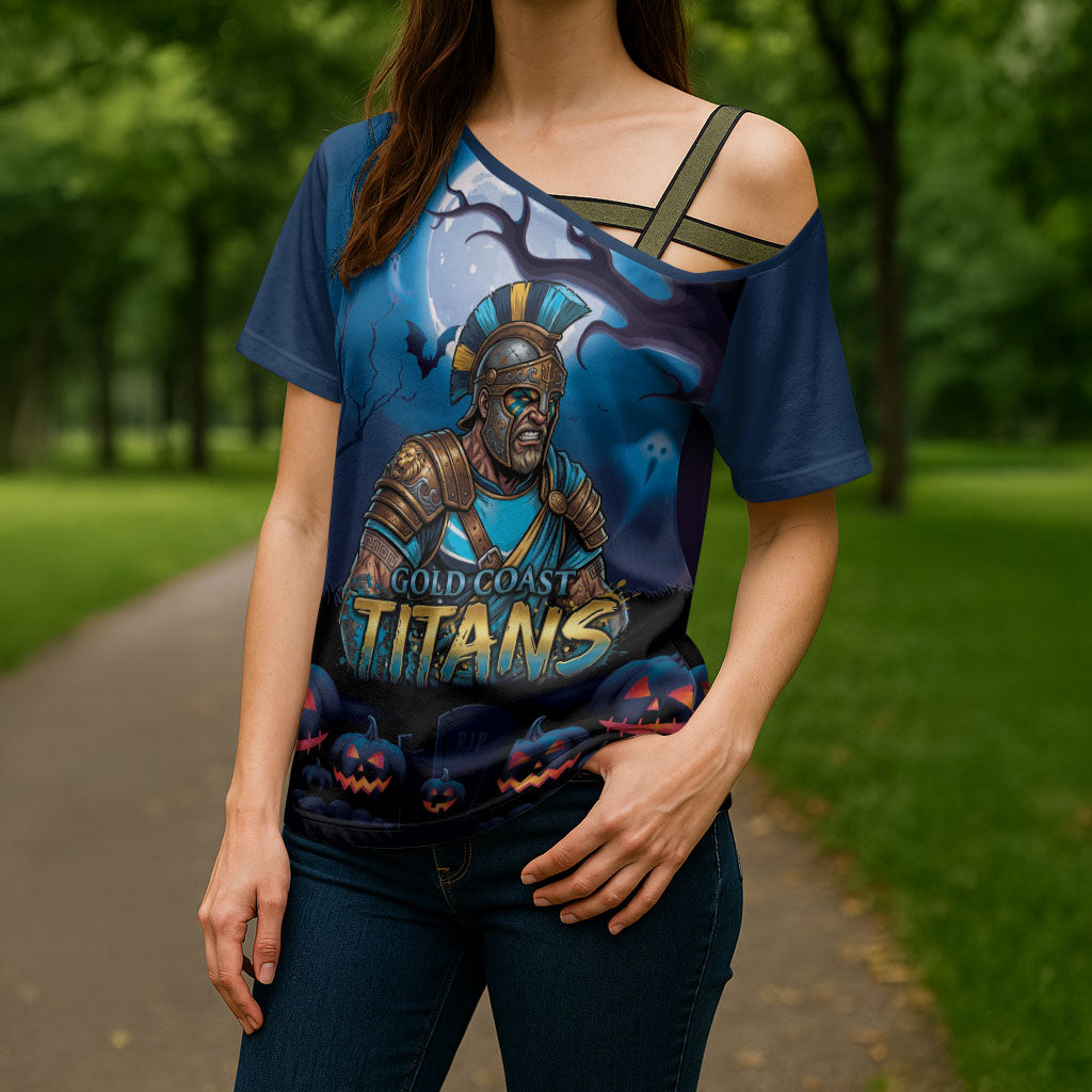 Custom Halloween Gold Coast Titans Cross Shoulder Shirt Spooky Australia Mascot Rugby
