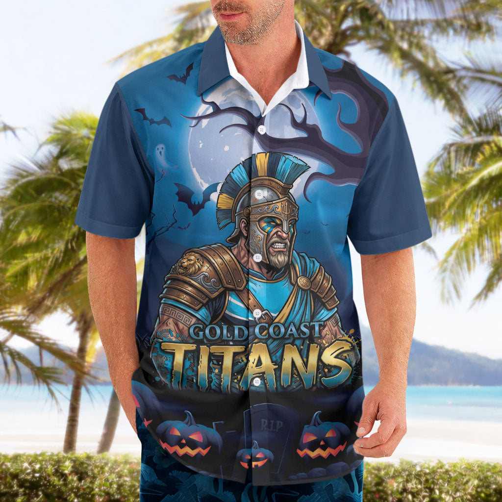 Custom Halloween Gold Coast Titans Hawaiian Shirt Spooky Australia Mascot Rugby