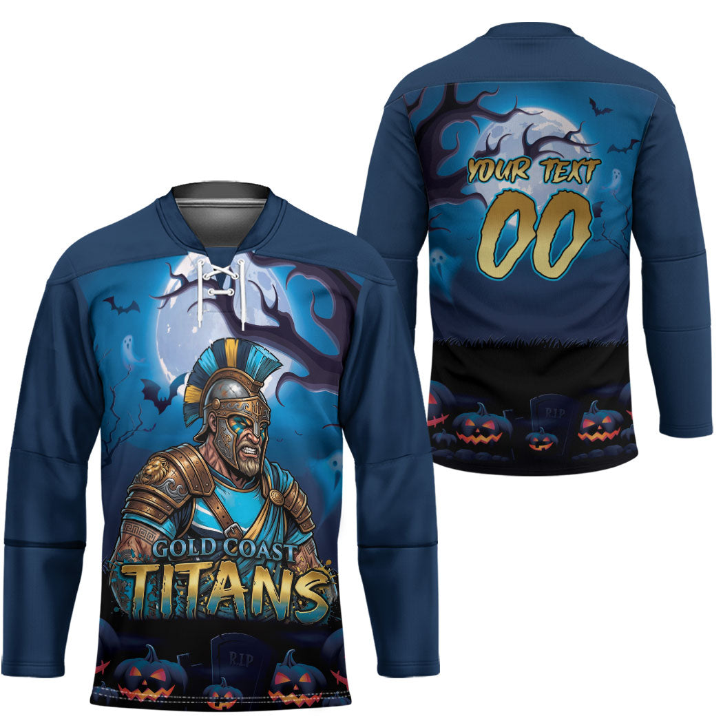 Custom Halloween Gold Coast Titans Hockey Jersey Spooky Australia Mascot Rugby