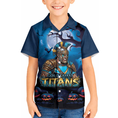 Custom Halloween Gold Coast Titans Kid Hawaiian Shirt Spooky Australia Mascot Rugby