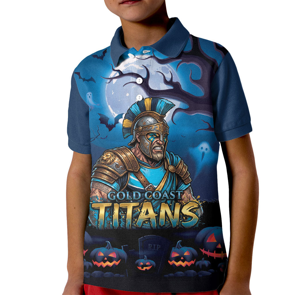 Custom Halloween Gold Coast Titans Kid Polo Shirt Spooky Australia Mascot Rugby