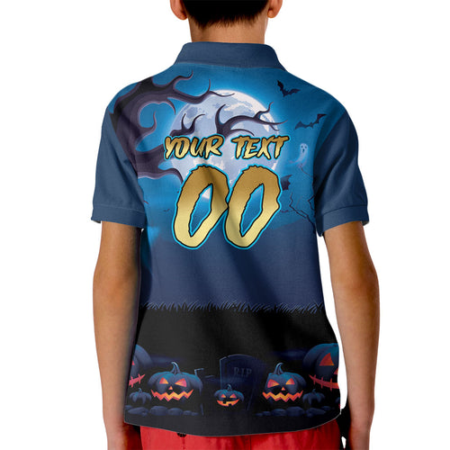 Custom Halloween Gold Coast Titans Kid Polo Shirt Spooky Australia Mascot Rugby