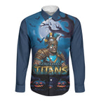 Custom Halloween Gold Coast Titans Long Sleeve Button Shirt Spooky Australia Mascot Rugby
