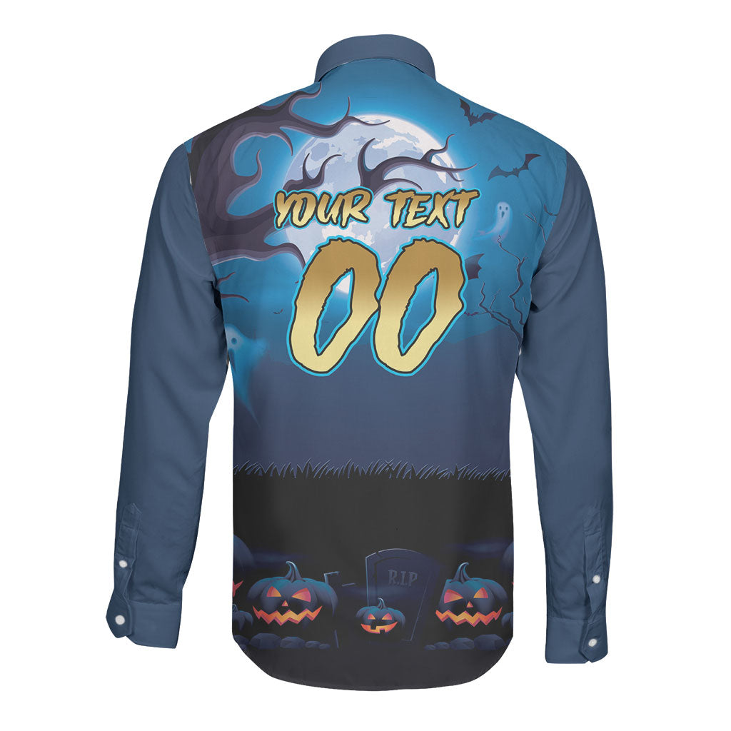 Custom Halloween Gold Coast Titans Long Sleeve Button Shirt Spooky Australia Mascot Rugby