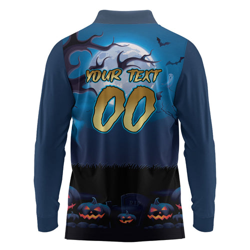 Custom Halloween Gold Coast Titans Long Sleeve Polo Shirt Spooky Australia Mascot Rugby