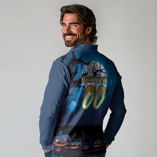 Custom Halloween Gold Coast Titans Long Sleeve Polo Shirt Spooky Australia Mascot Rugby