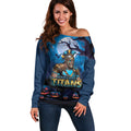 Custom Halloween Gold Coast Titans Off Shoulder Sweater Spooky Australia Mascot Rugby