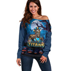 Custom Halloween Gold Coast Titans Off Shoulder Sweater Spooky Australia Mascot Rugby