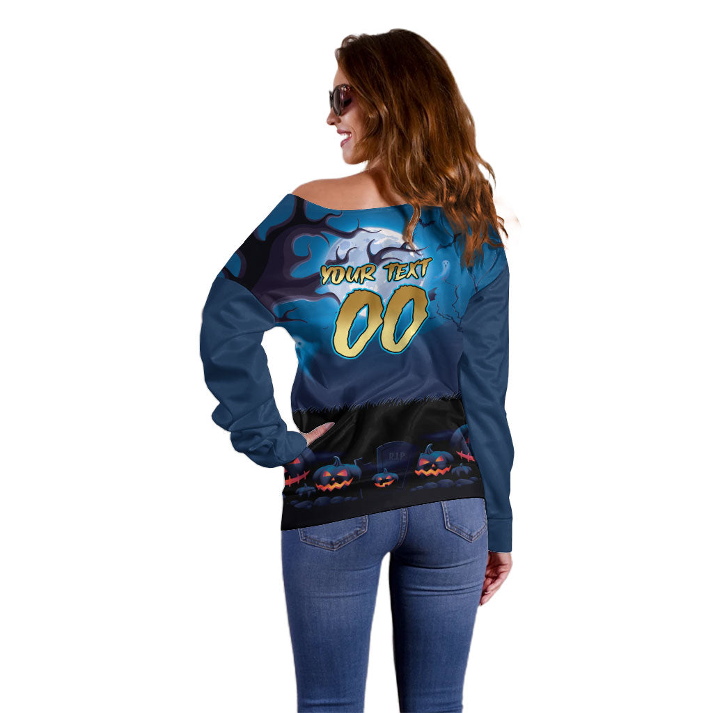 Custom Halloween Gold Coast Titans Off Shoulder Sweater Spooky Australia Mascot Rugby