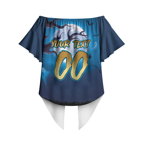 Custom Halloween Gold Coast Titans Off Shoulder Wrap Waist Top Spooky Australia Mascot Rugby