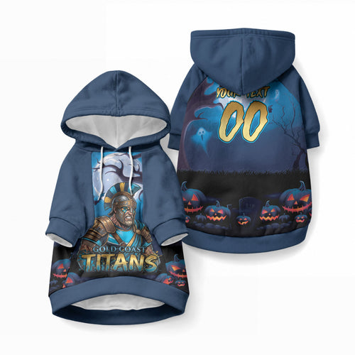 Custom Halloween Gold Coast Titans Pet Hoodie Spooky Australia Mascot Rugby