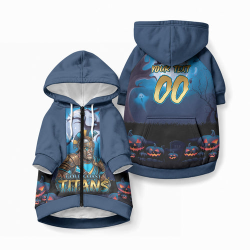 Custom Halloween Gold Coast Titans Pet Hoodie Spooky Australia Mascot Rugby