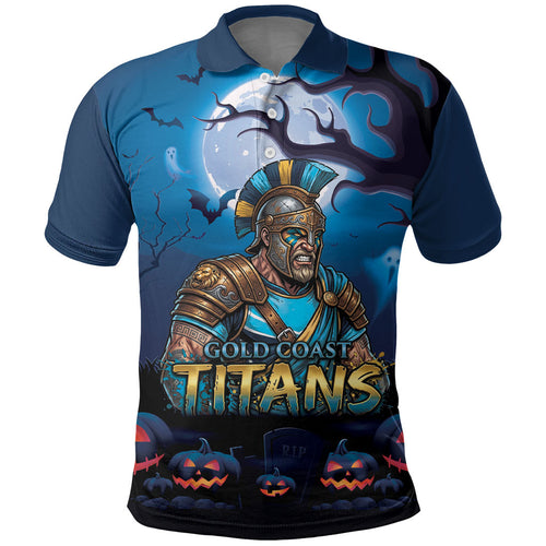 Custom Halloween Gold Coast Titans Polo Shirt Spooky Australia Mascot Rugby