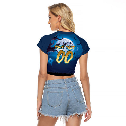 Custom Halloween Gold Coast Titans Raglan Cropped T Shirt Spooky Australia Mascot Rugby