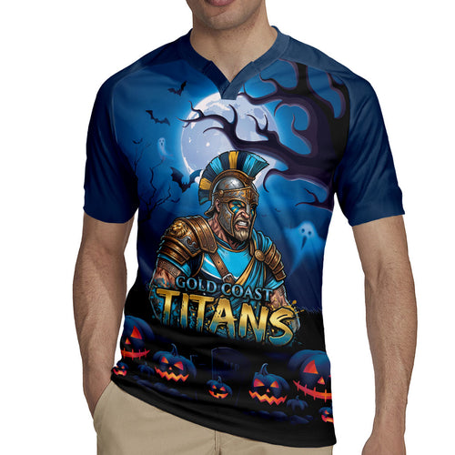 Custom Halloween Gold Coast Titans Rugby Jersey Spooky Australia Mascot Rugby