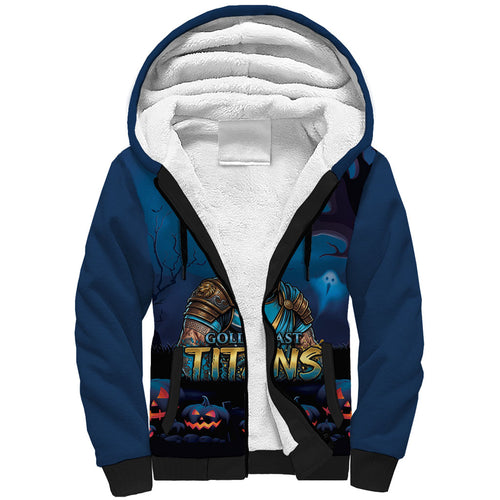Custom Halloween Gold Coast Titans Sherpa Hoodie Spooky Australia Mascot Rugby