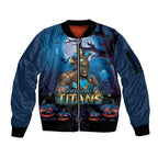 Custom Halloween Gold Coast Titans Sleeve Zip Bomber Jacket Spooky Australia Mascot Rugby