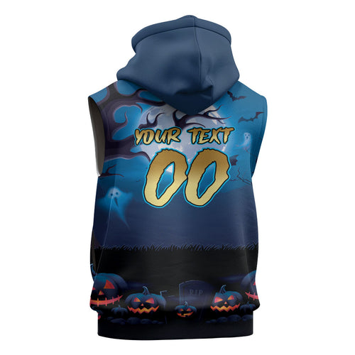 Custom Halloween Gold Coast Titans Sleeveless Hoodie Spooky Australia Mascot Rugby