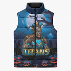 Custom Halloween Gold Coast Titans Sleeveless Puffer Jacket Spooky Australia Mascot Rugby