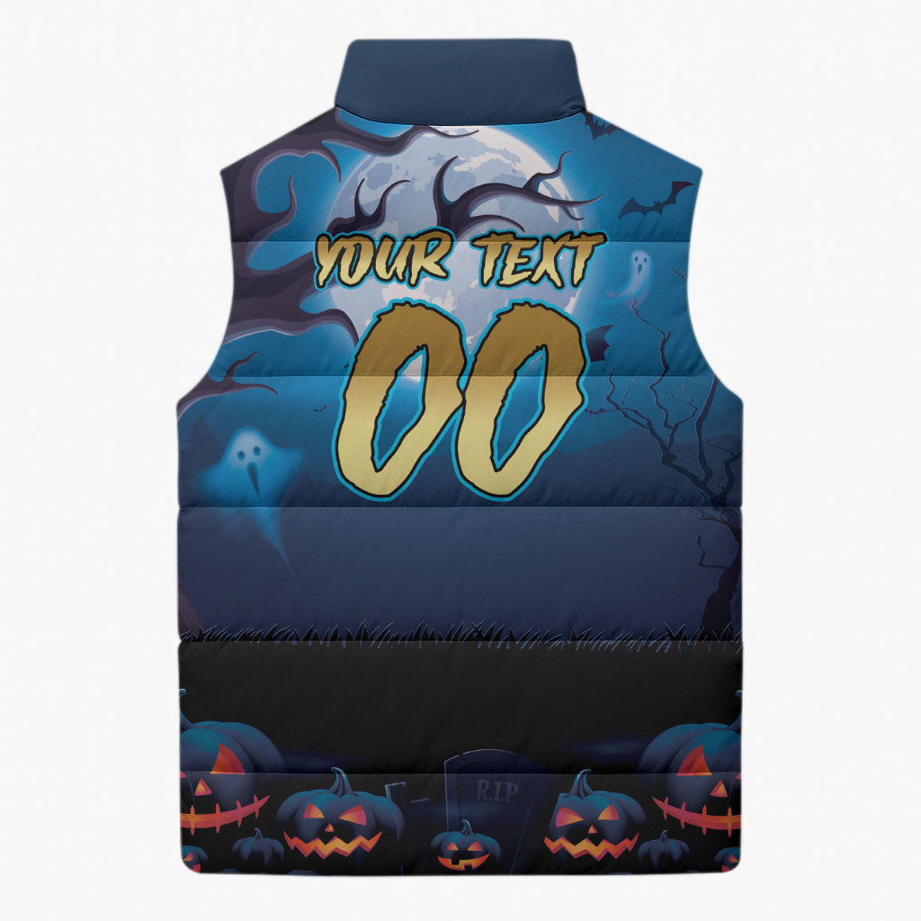 Custom Halloween Gold Coast Titans Sleeveless Puffer Jacket Spooky Australia Mascot Rugby