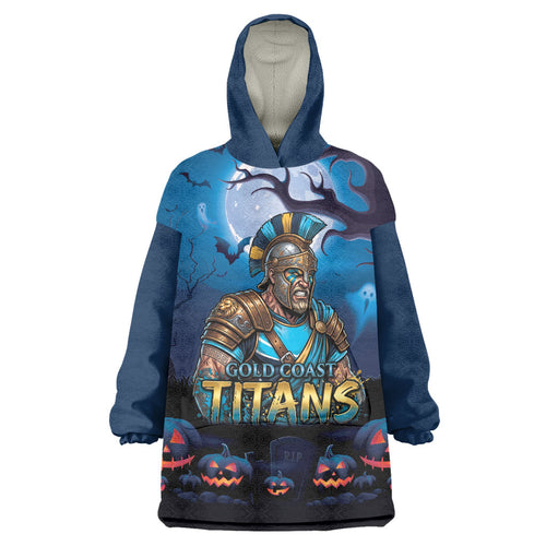 Custom Halloween Gold Coast Titans Wearable Blanket Hoodie Spooky Australia Mascot Rugby