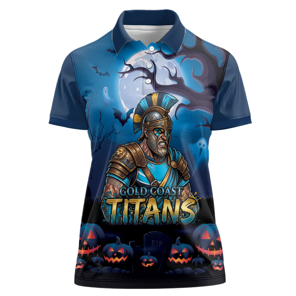 Custom Halloween Gold Coast Titans Women Polo Shirt Spooky Australia Mascot Rugby