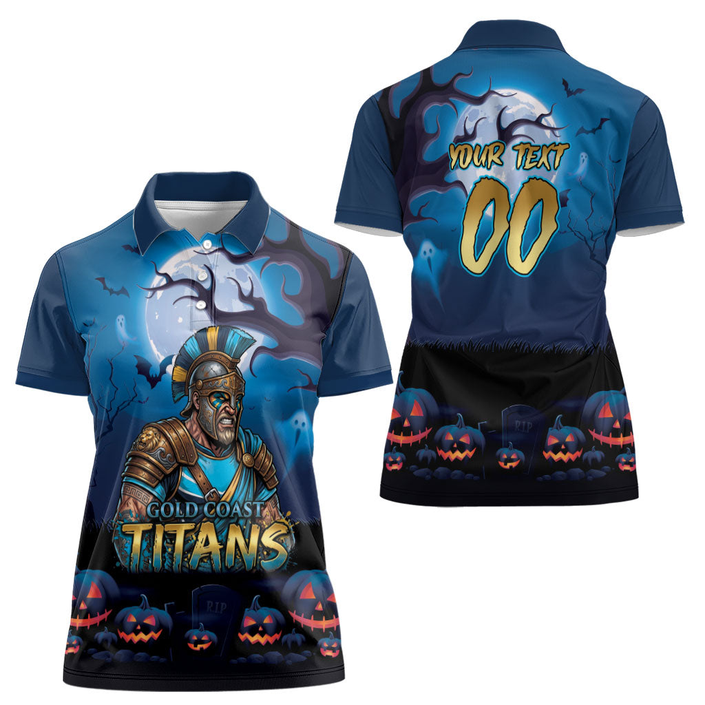 Custom Halloween Gold Coast Titans Women Polo Shirt Spooky Australia Mascot Rugby