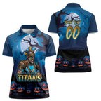 Custom Halloween Gold Coast Titans Women Polo Shirt Spooky Australia Mascot Rugby