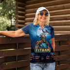 Custom Halloween Gold Coast Titans Women Polo Shirt Spooky Australia Mascot Rugby
